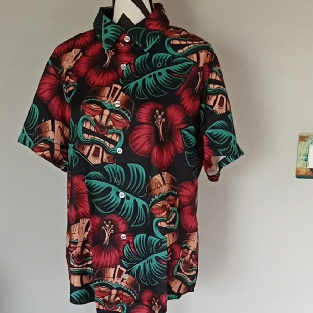 Tropical Hawaiian Tiki XL Men's Shirt - Picture 1 of 3